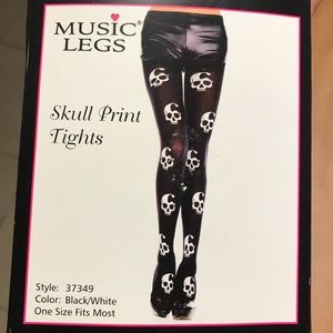 Skull Print Nylon Tights